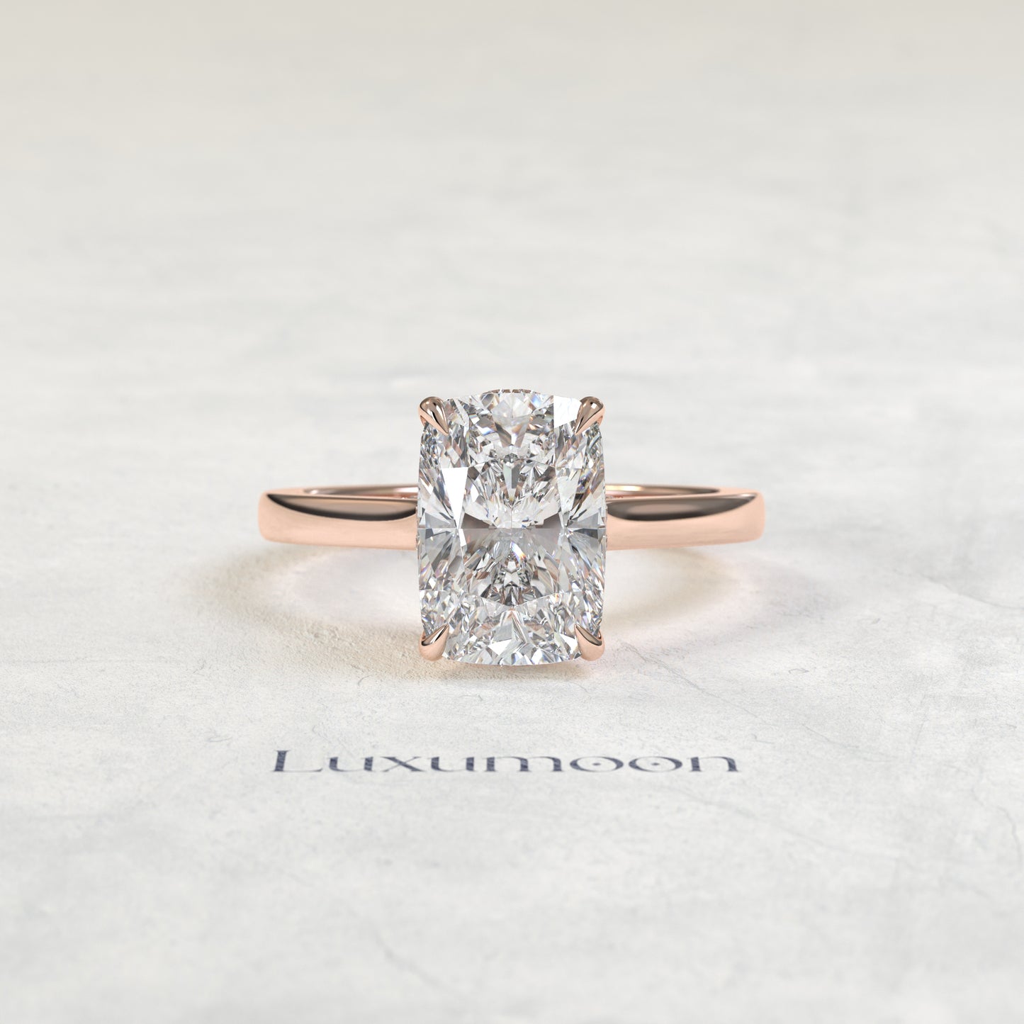 The Norisse – 3 CT Elongated Cushion Cut Hidden Pave Crown Solitaire Ring