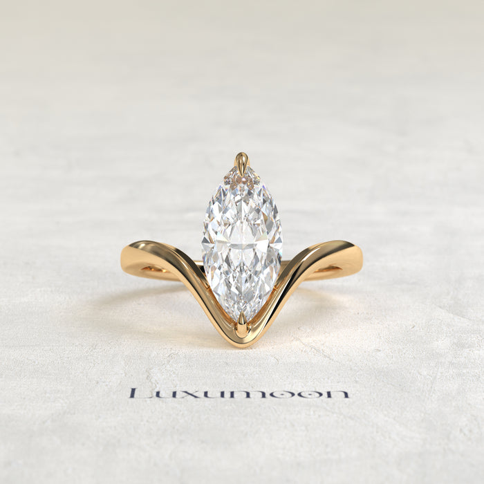 The Alviora – 2 CT Marquise Curve Sculpted Solitaire Ring