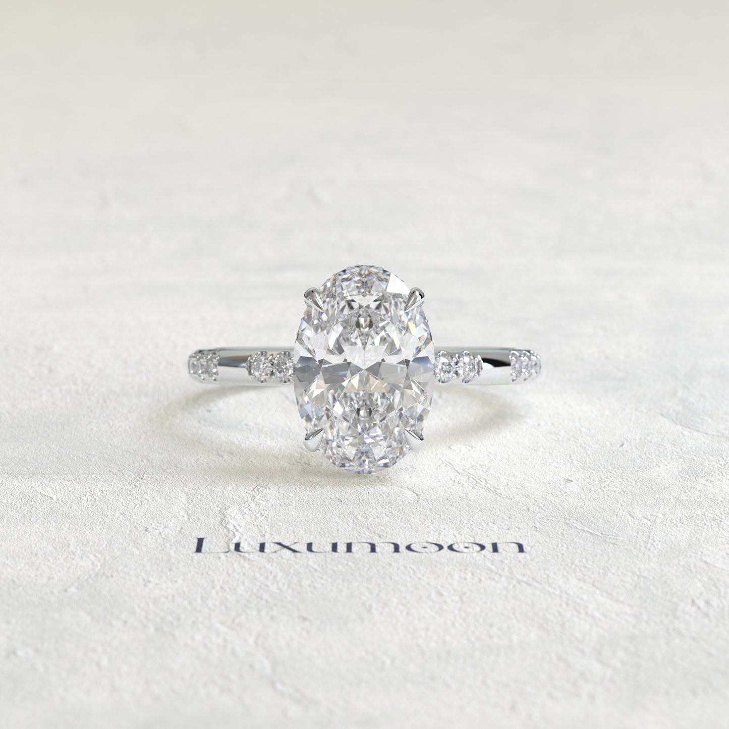 The Arvienne – 2.5 CT Oval Distance Pave Ring