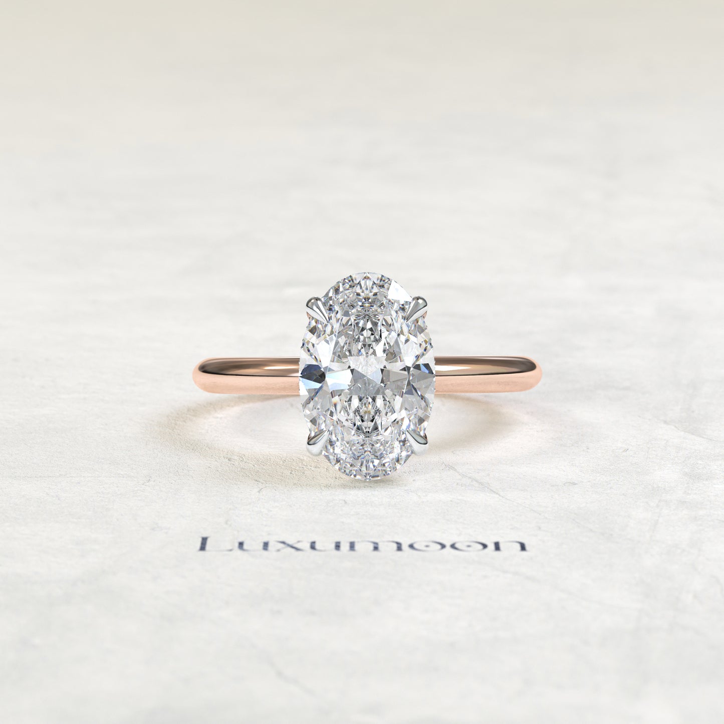 The Bellarose – 3 CT Oval Diamond Hidden Halo Engagement Ring