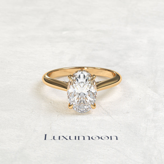 The Floravyn – 4 CT Oval Diamond Hidden Halo & Bridge Pave Ring