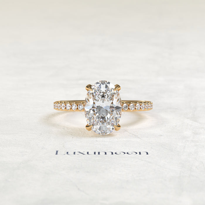 The Delorisse – Oval Diamond Pavé Solitaire Engagement Ring
