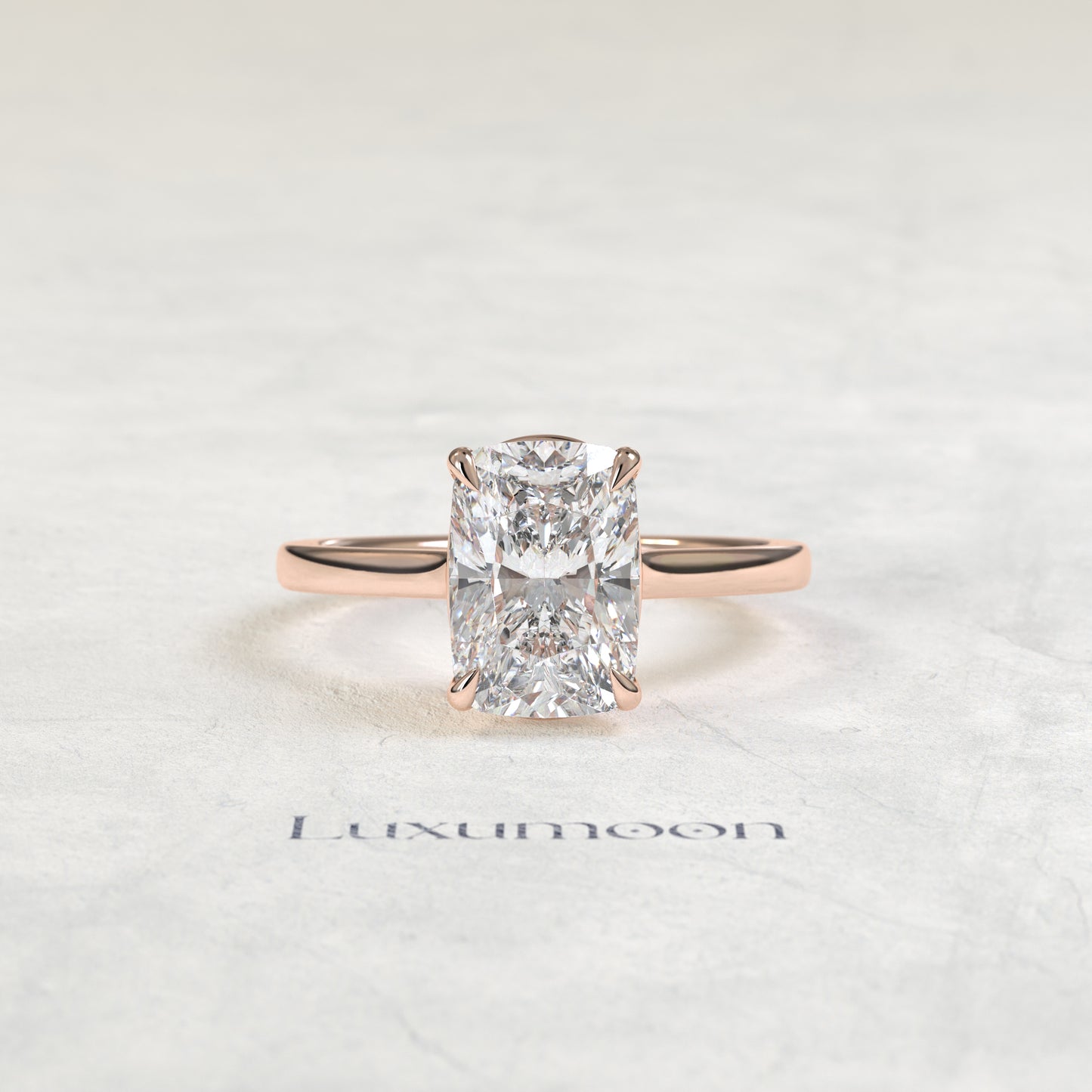 The Avenelle – 5 CT Elongated Cushion Solitaire Engagement Ring