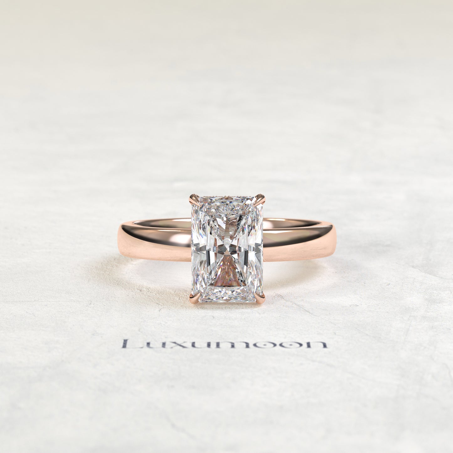 The Aurentha – 4 CT Radiant Diamond Hidden Halo Solitaire Engagement Ring