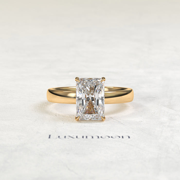 The Aurentha – 4 CT Radiant Diamond Hidden Halo Solitaire Engagement Ring