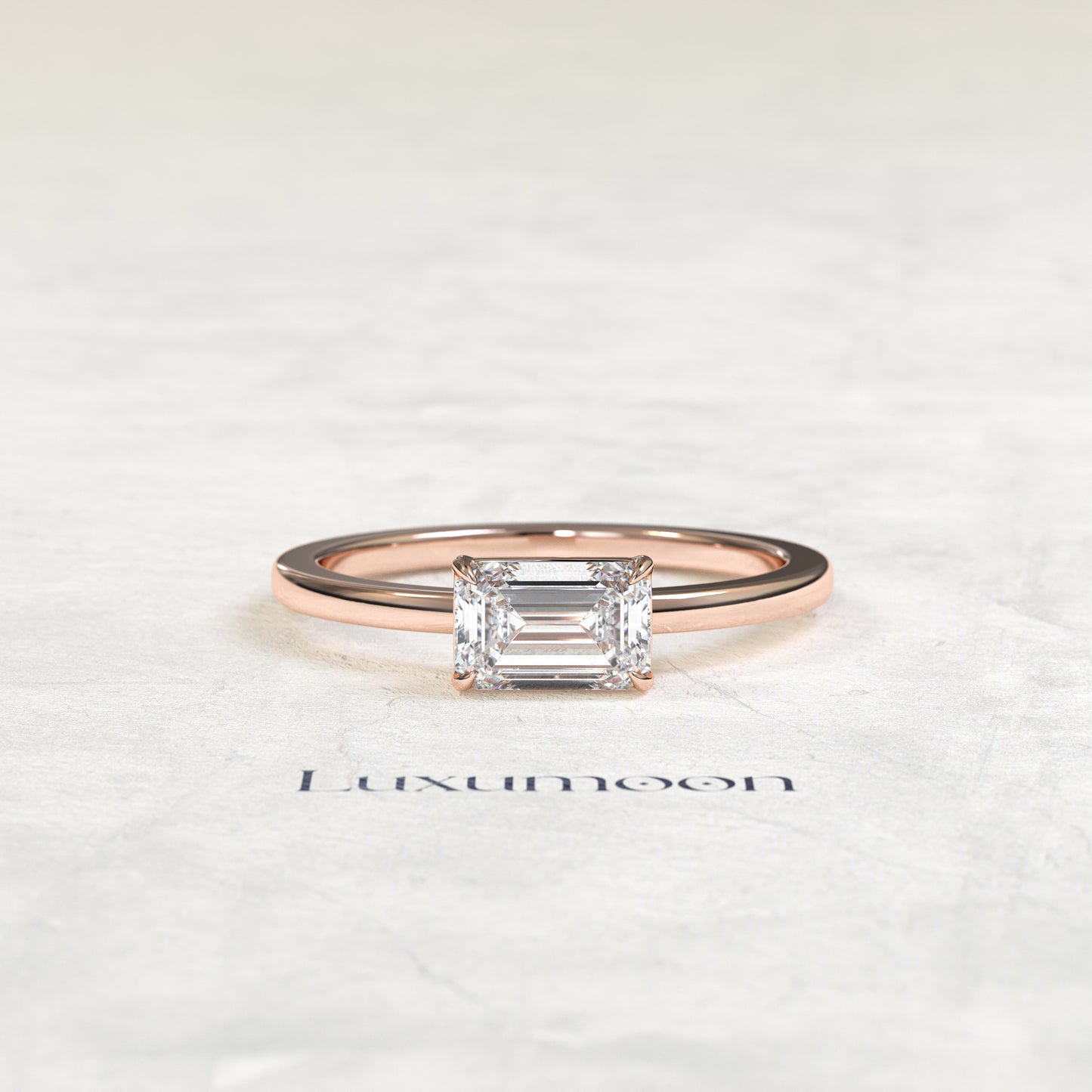 The Amelisse – 1 CT East-West Emerald Cut Diamond Minimalist Solitaire Engagement Ring