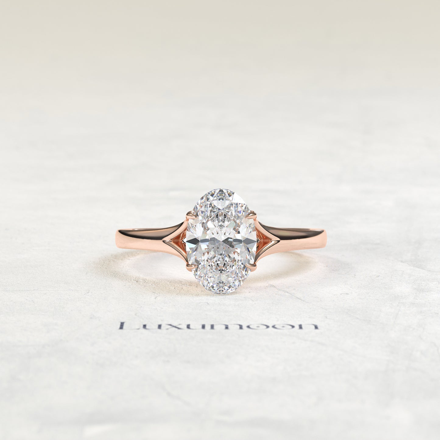 The Bellavé – 3 CT Oval Diamond Split Shank Solitaire Engagement Ring