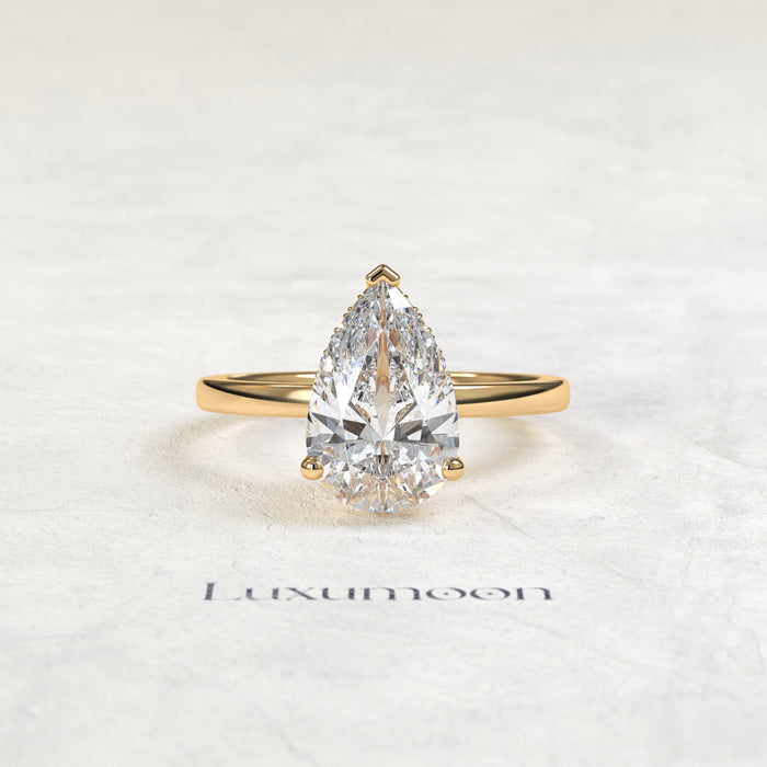 Anillo Solitario The Erenth – 2 CT Pera con Halo Oculto