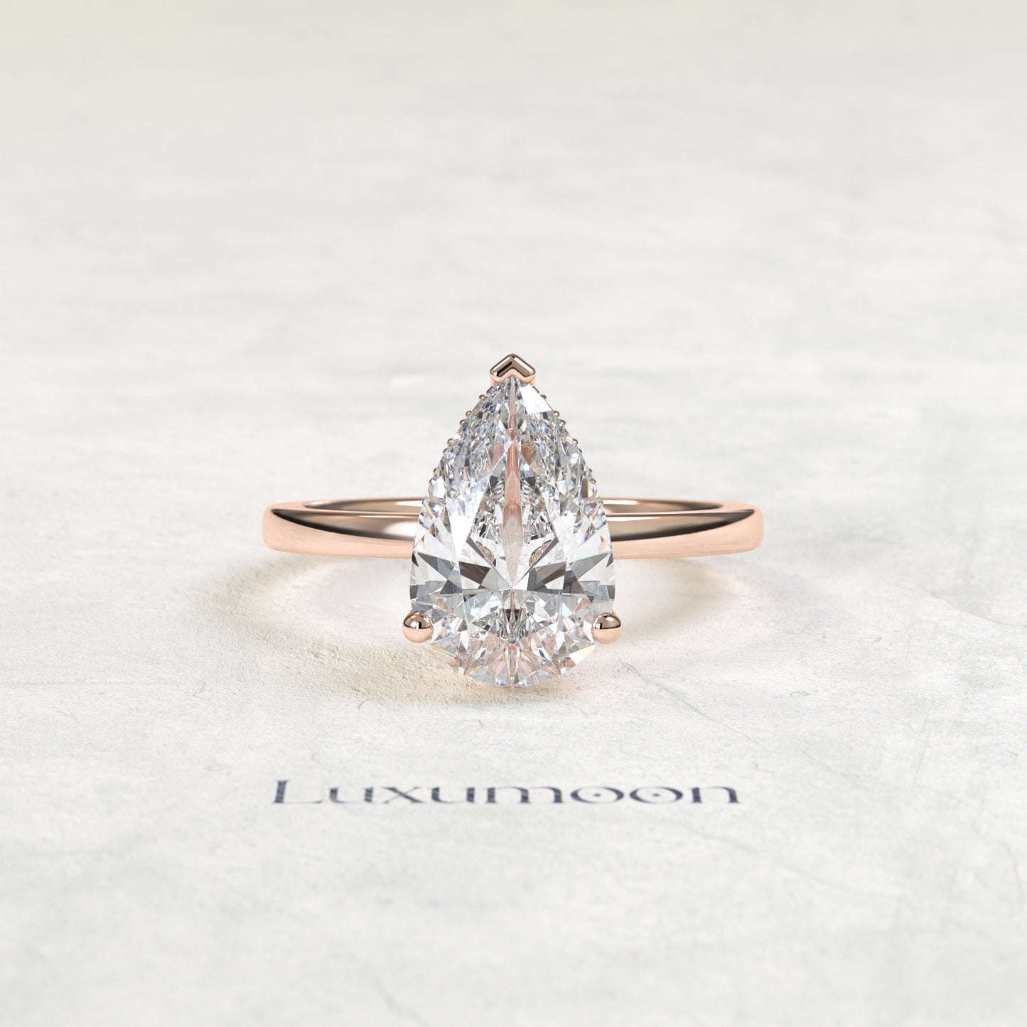 Anillo Solitario The Erenth – 2 CT Pera con Halo Oculto