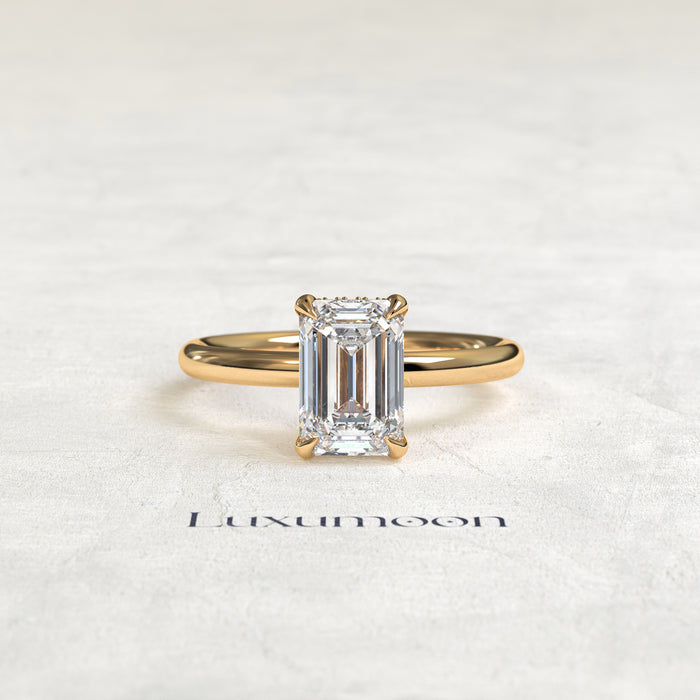The Faelenth – 3 CT Emerald Hidden Halo Solitaire Ring