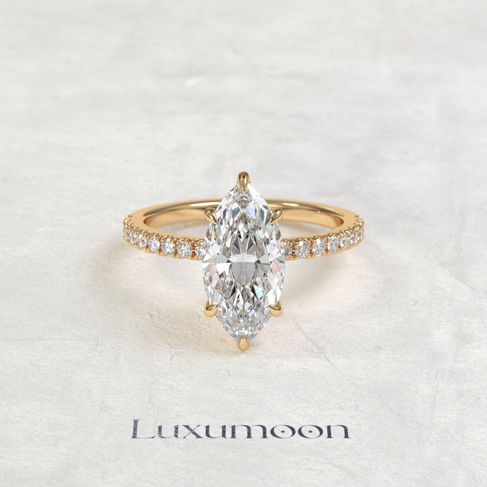 The Velor – 2 CT Marquise Diamond Pavé Engagement Ring