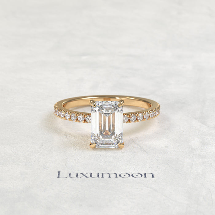 The Lysa – 3 CT Emerald Diamond Pave Style Engagement Ring