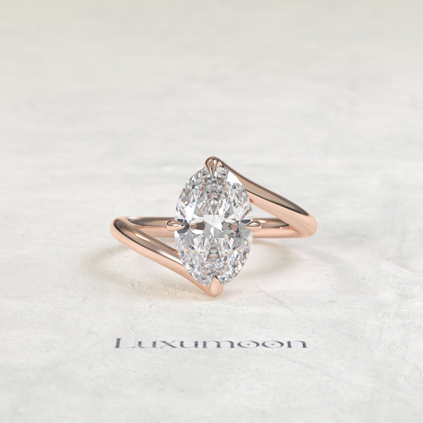 Bague de fiançailles Eryn – Diamant ovale, haut et bas ondulés