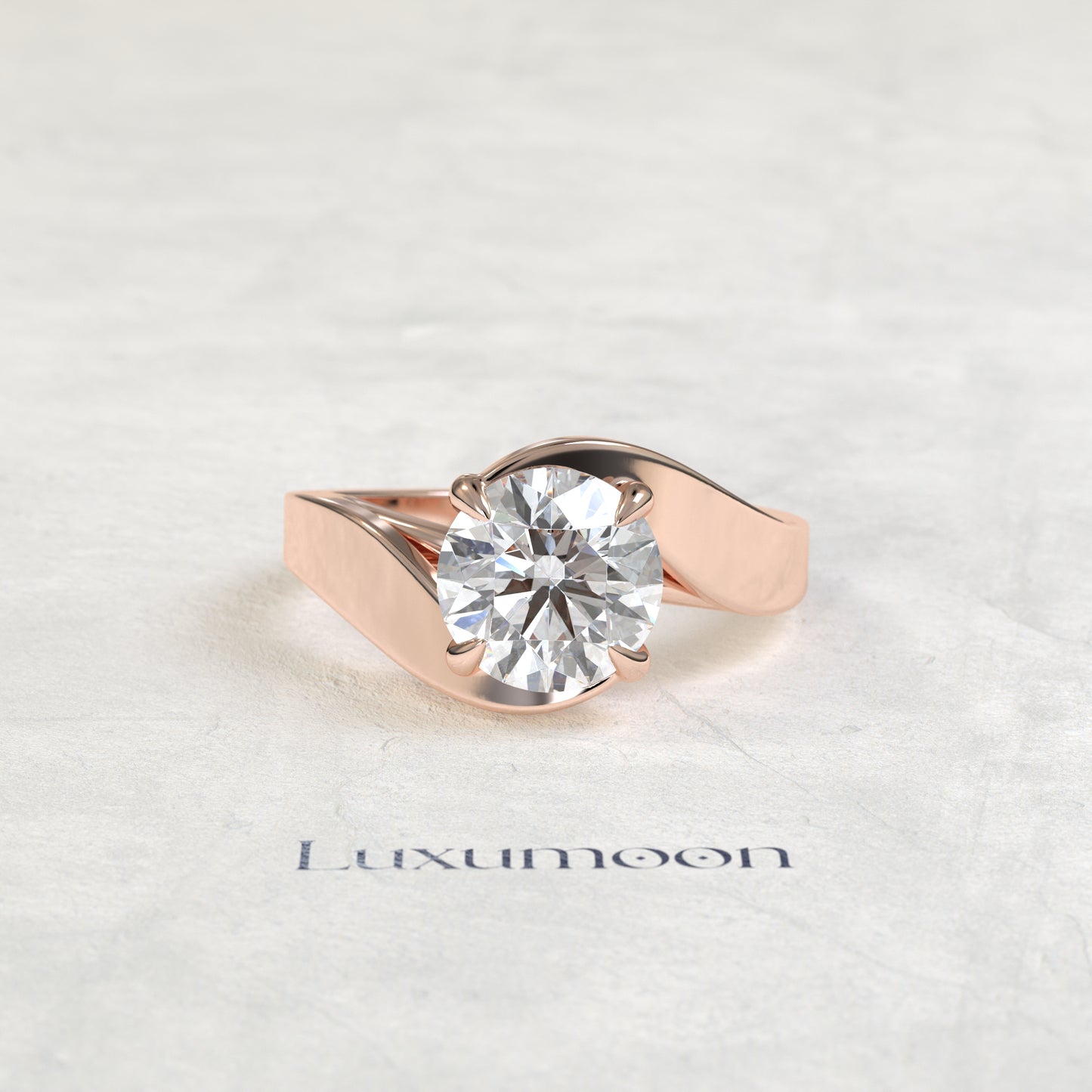 Bague de fiançailles Rexa – Sertissage volumineux avec diamant rond