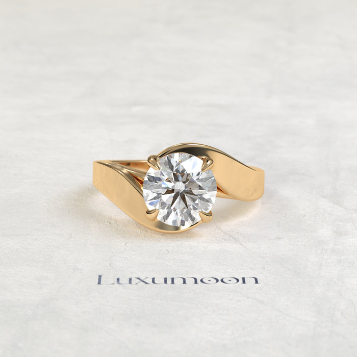 Bague de fiançailles Rexa – Sertissage volumineux avec diamant rond