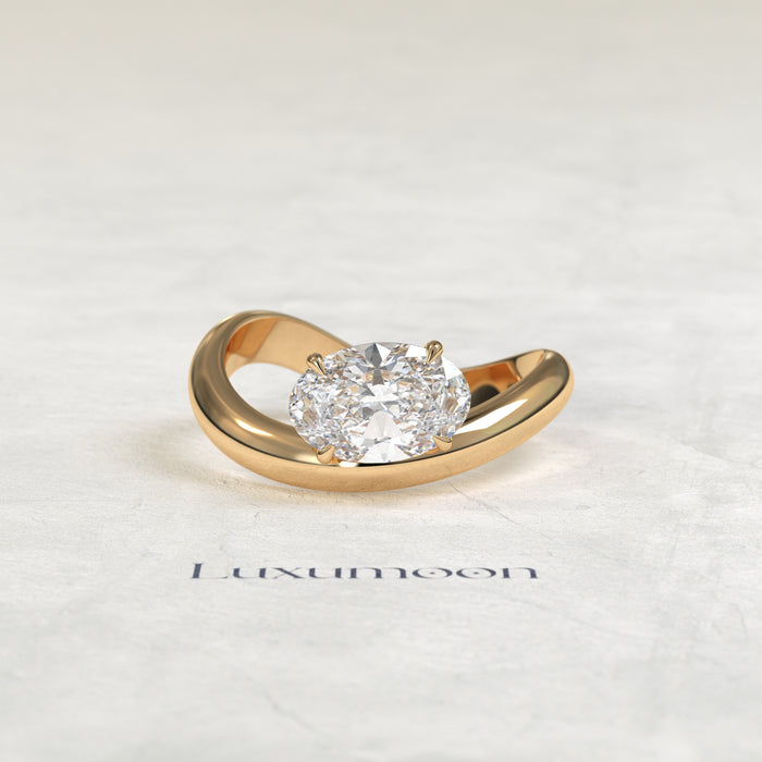 The Rynel – 2 CT Oval Slept On Ocean Wave Engagement Ring