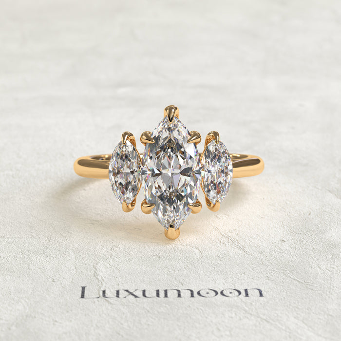 The Aureline - 1.5 CT Marquise Three stone diamond ring