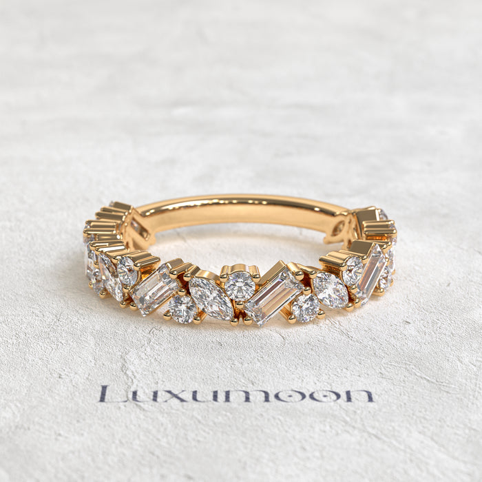 The Avenis – Marquise, Round & Baguette 3/4 Band