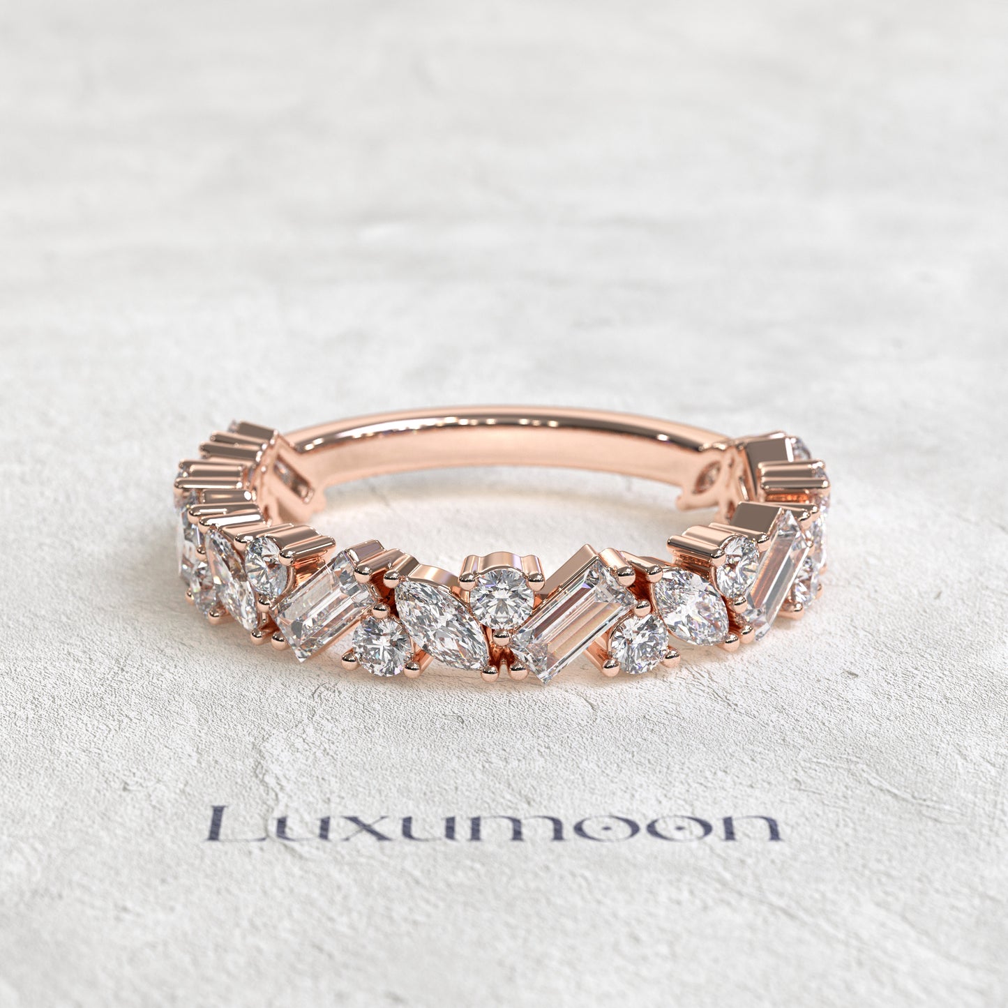The Avenis – Marquise, Round & Baguette 3/4 Band