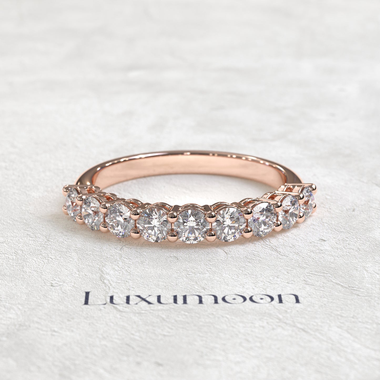 The Zyvelle – Classic Round Diamond Half Eternity Band