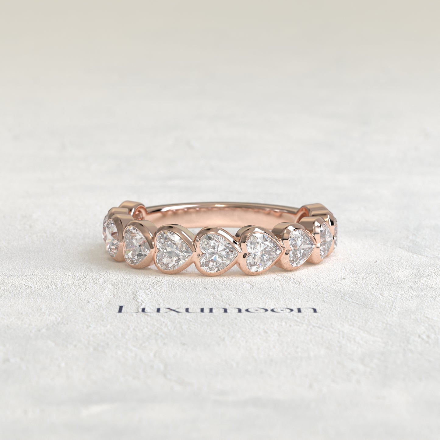 The Paora – Heart Cut Lab Grown Diamond Bezel Set Eternity Band