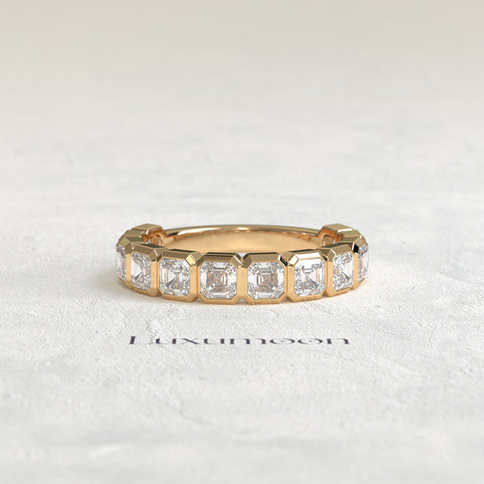 The Leela – Asscher Cut Lab Grown Diamond Full Bezel Eternity Band