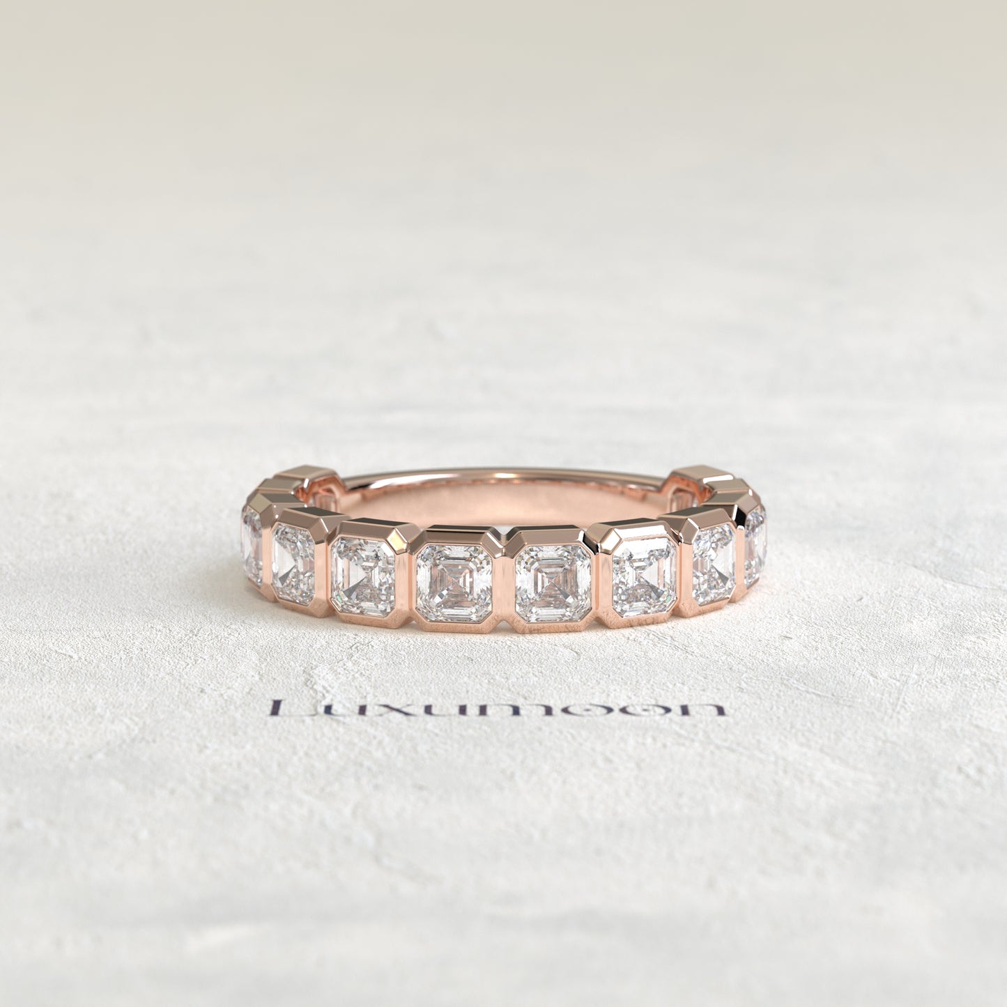 The Leela – Asscher Cut Lab Grown Diamond Full Bezel Eternity Band