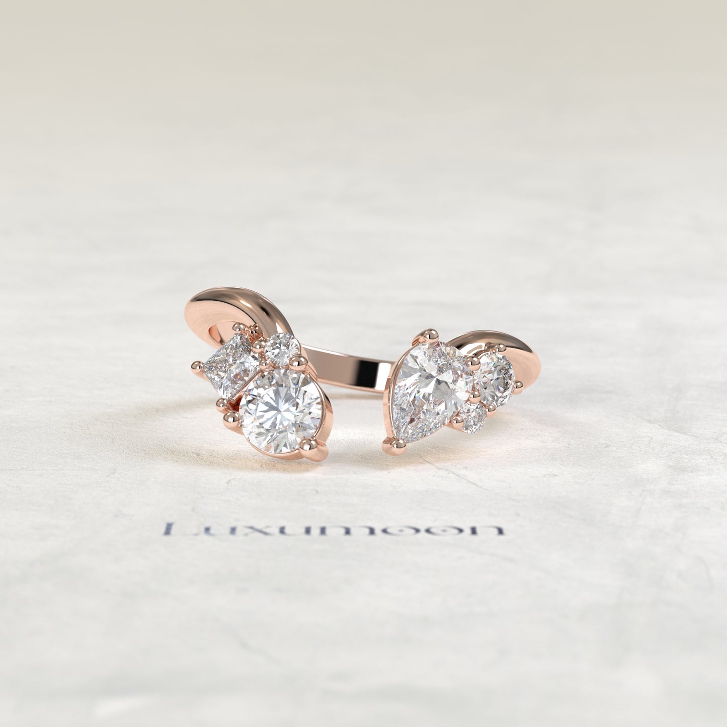 The Jiova – Mixed Cut Lab Grown Diamond Open Toi et Moi Cocktail Ring