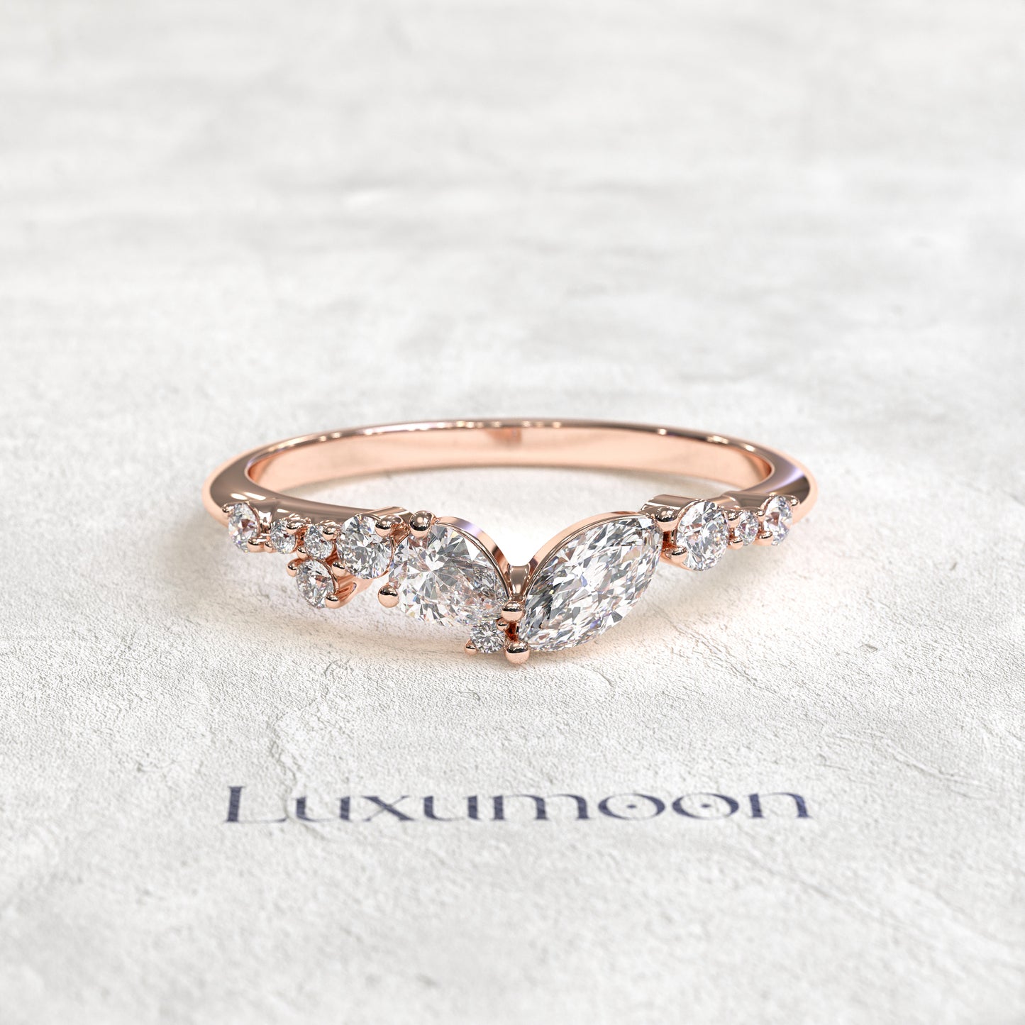 The Orelora – Marquise & Pear Unique Tie Diamond Band