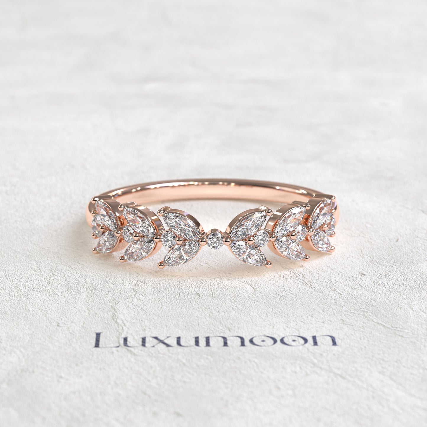 The Florisse – Marquise & Round Diamond Leaf-Inspired Band