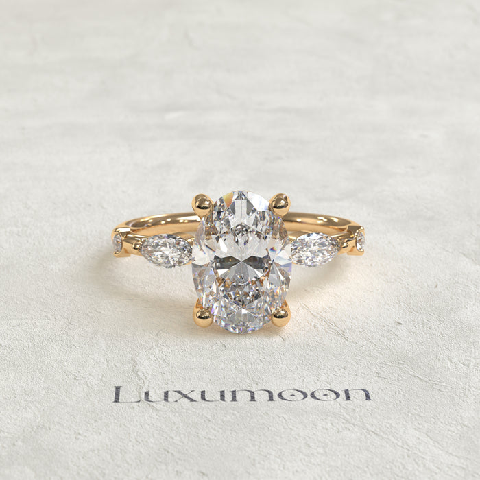 The Rivora - 2 CT Oval, Marquise & Round Diamond Ring