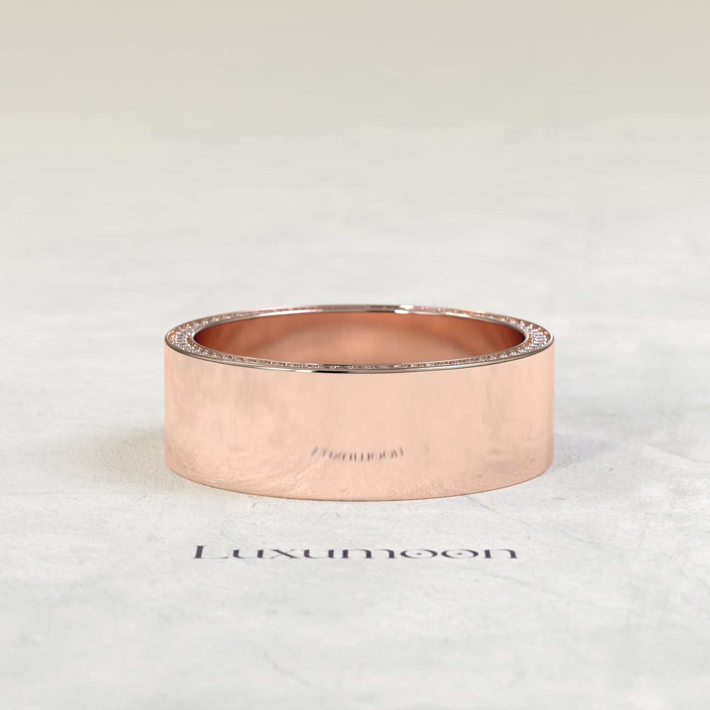 The Feria – Polished Men's Wedding Band with Lab Grown Diamond Pavé Edge