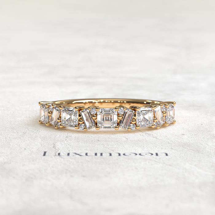 The Jirelyn – Princess & Baguette Zigzag Diamond Wedding Band