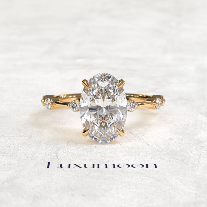 The Pavisse - 2 CT Oval Distance Pave Diamond Ring