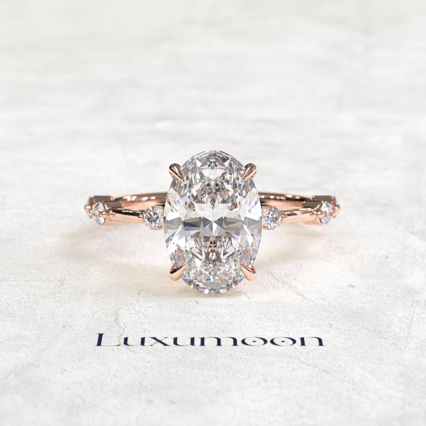 The Pavisse - 2 CT Oval Distance Pave Diamond Ring