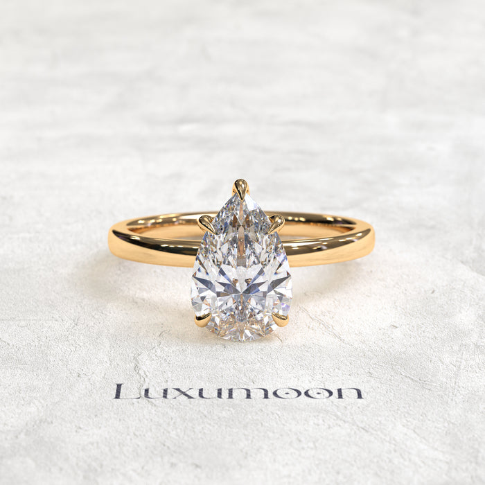 The Leris – 2 CT Pear Cut Diamond Minimal Solitaire Ring