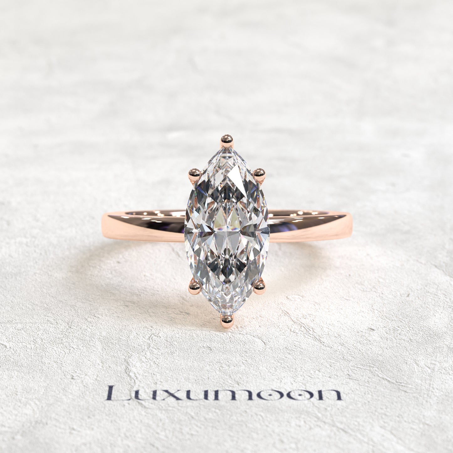 Bague solitaire minimaliste Celoria – Diamant taille marquise de 2 carats