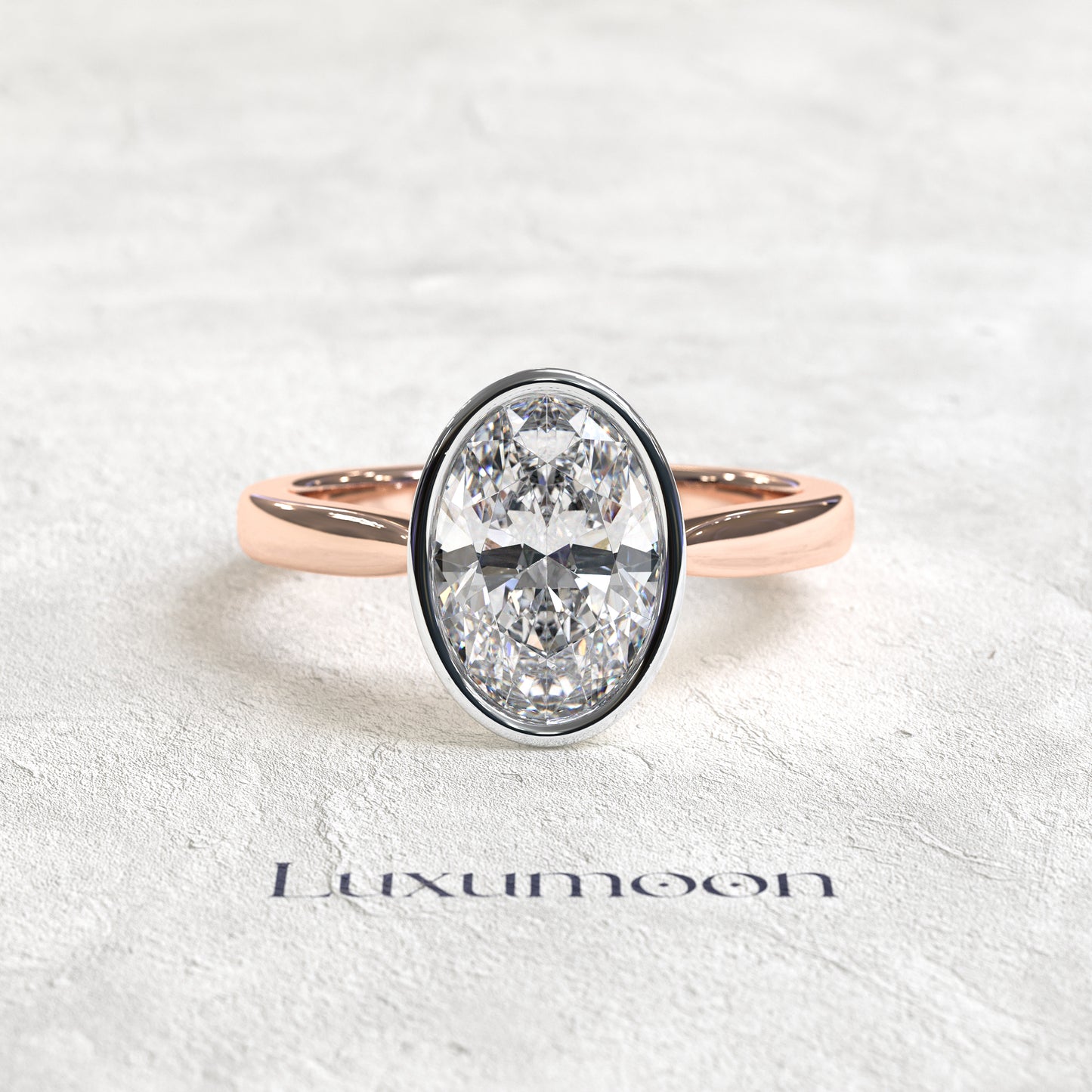 Lavora – Bague solitaire à lunette ovale de 2,5 ct