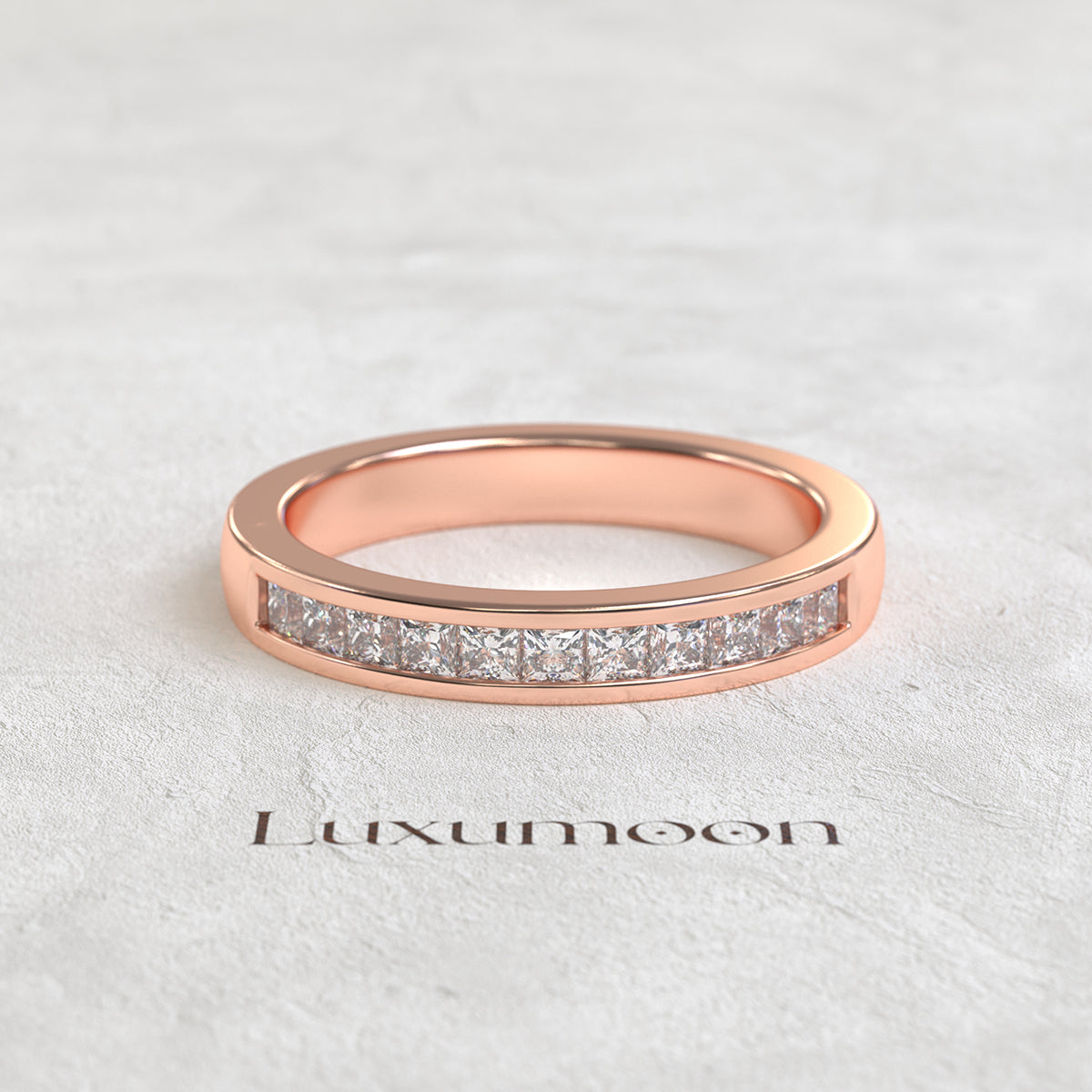 The Seraphyne - Princess Cut Diamonds Channel Set Wedding Band