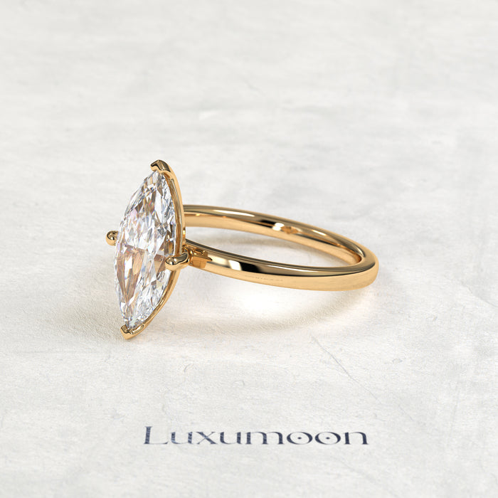 Bague de fiançailles solitaire minimaliste Valora – Diamant marquise de 1 carat