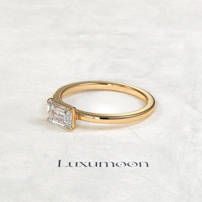 The Amelisse – 1 CT East-West Emerald Cut Diamond Minimalist Solitaire Engagement Ring