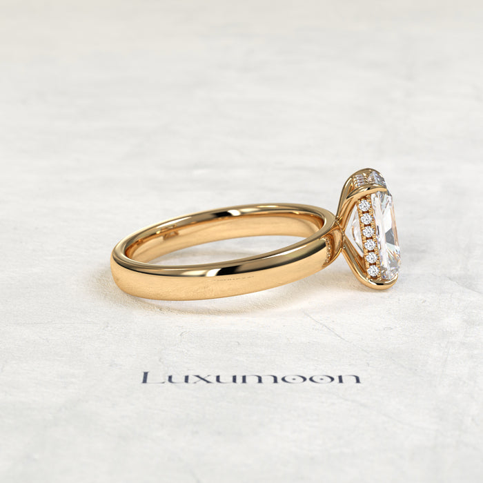 The Aurentha – 4 CT Radiant Diamond Hidden Halo Solitaire Engagement Ring