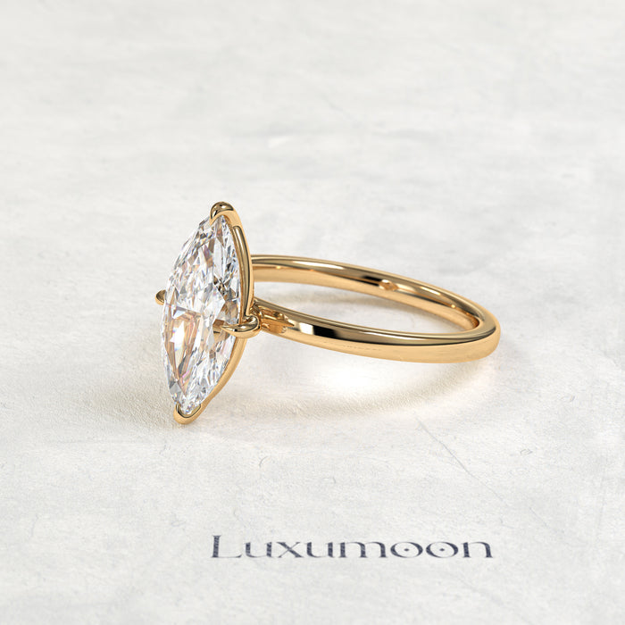 Bague de fiançailles solitaire classique Olavyn – Diamant marquise de 2 carats