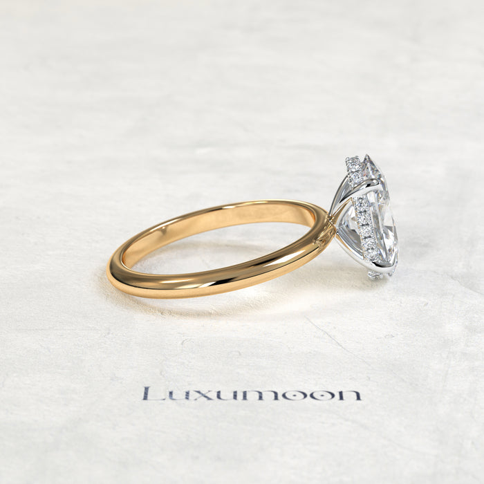 The Bellarose – 3 CT Oval Diamond Hidden Halo Engagement Ring
