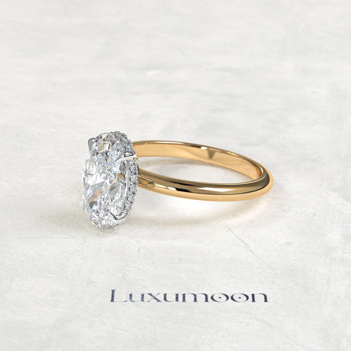 The Bellarose – 3 CT Oval Diamond Hidden Halo Engagement Ring