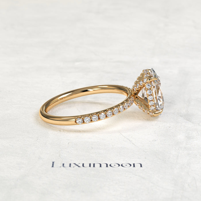 The Delorisse – Oval Diamond Pavé Solitaire Engagement Ring
