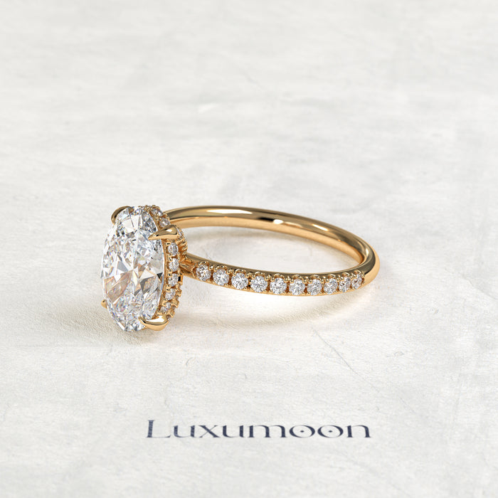 The Delorisse – Oval Diamond Pavé Solitaire Engagement Ring