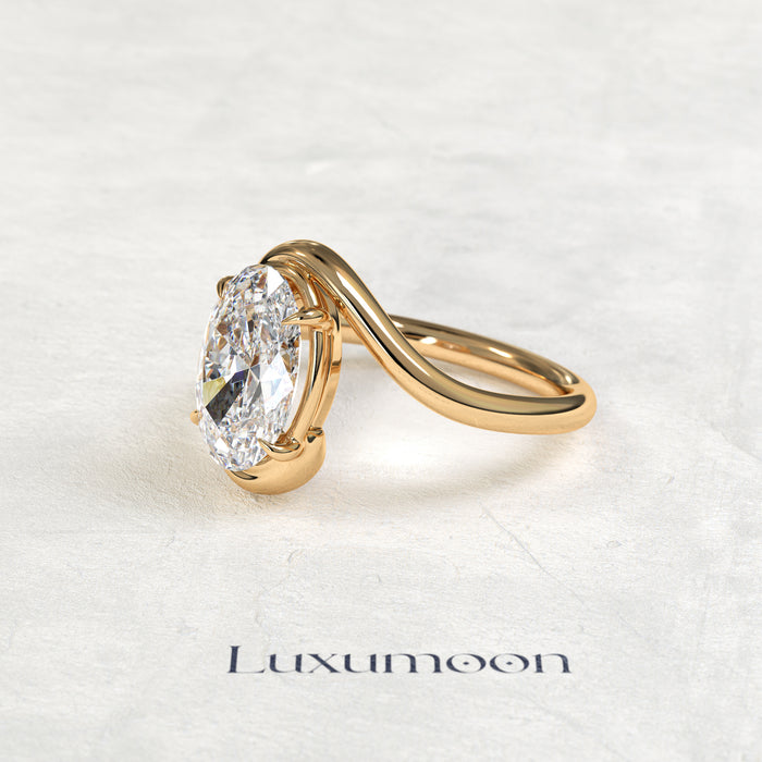 The Quirelle – 2.5 CT Oval Diamond Bypass Engagement Ring