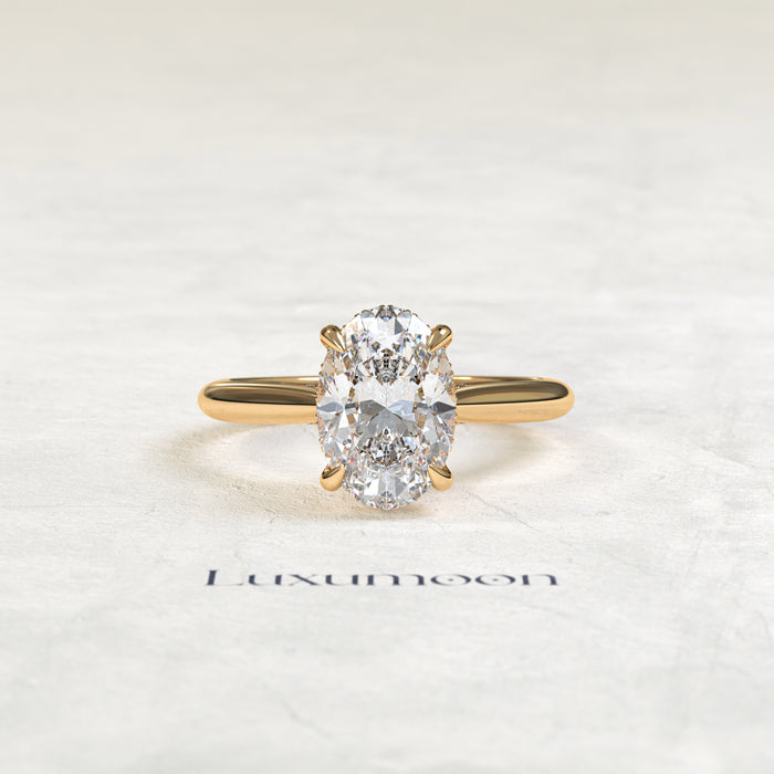 The Floravyn – 4 CT Oval Diamond Hidden Halo & Bridge Pave Ring