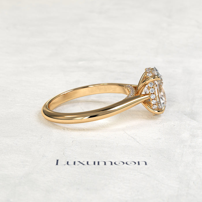 The Floravyn – 4 CT Oval Diamond Hidden Halo & Bridge Pave Ring